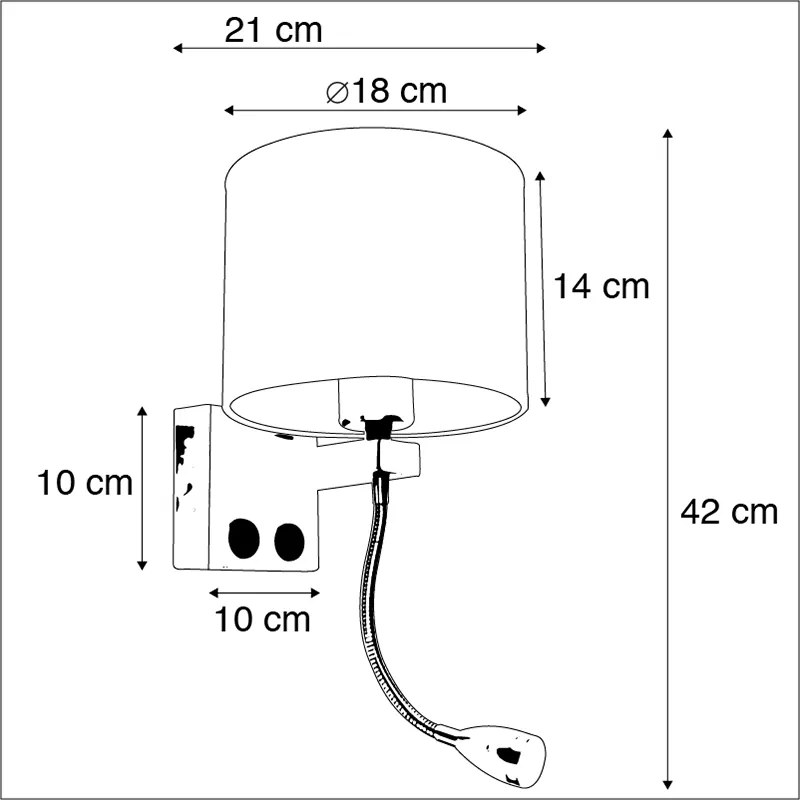 Lampa ścienna art deco złota z USB i szarym kloszem - Brescia ArtDeco Oswietlenie wewnetrzne