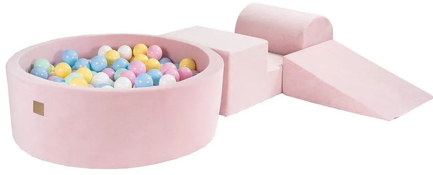Różowy aksamitny piankowy plac zabaw 4 szt. wysokość 30 cm 225x90 cm Montessori – Meowbaby