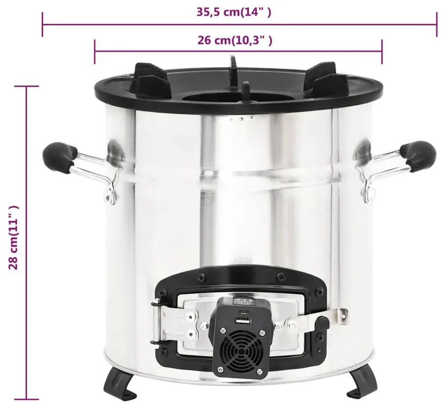 Kuchenka kempingowa na drewno z wentylatorem H2-K87
