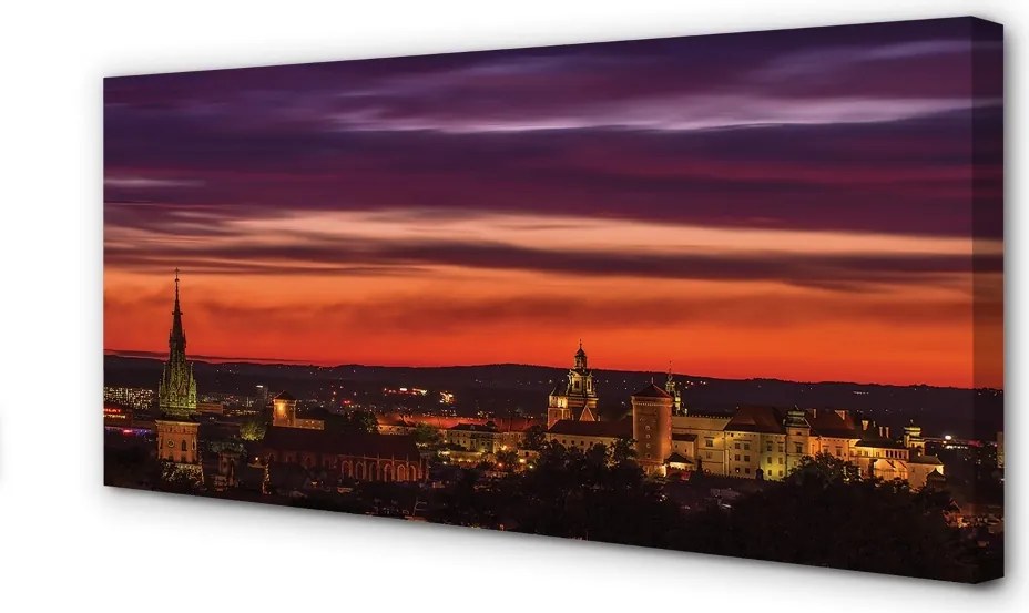 Obraz na płótnie Światła Nocnego Krakowa