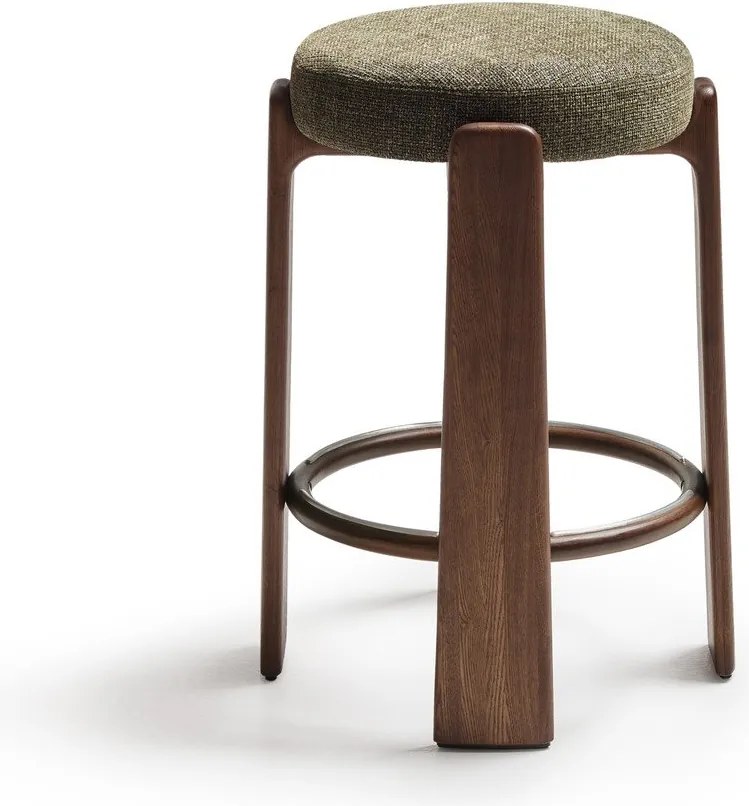 Zielony/w ciemnym naturalnym kolorze hoker z litego drewna jesionowego (wysokość siedziska 75 cm) Granite – Kave Home