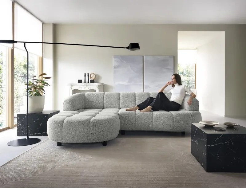 Narożnik VELPA S z elektryczną regulacją siedziska Lewostronny wolnostojący w tkaninie PUENTE 06 WERSAL