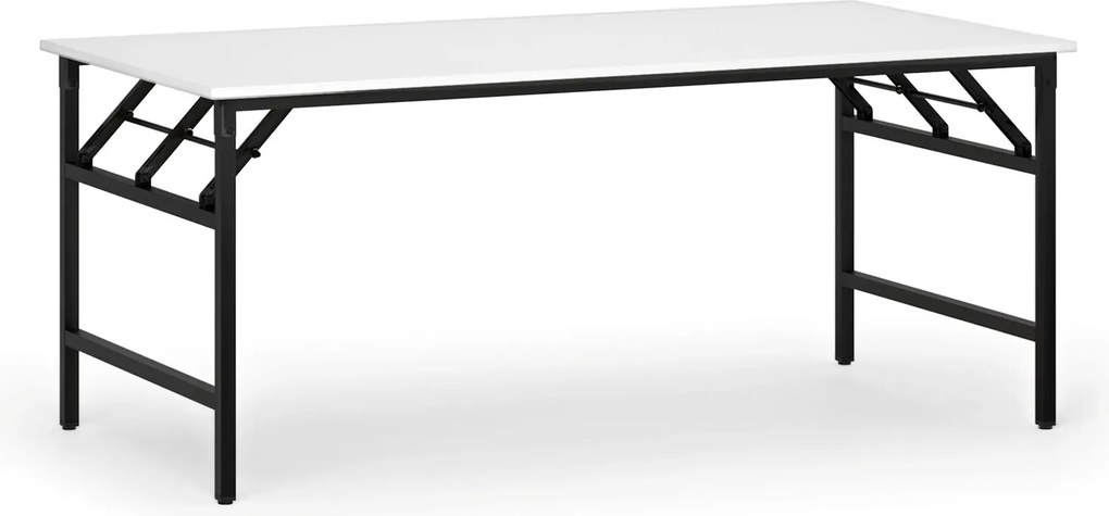 Stół konferencyjny FAST READY, 180x90 cm, czarna podstawa, biały