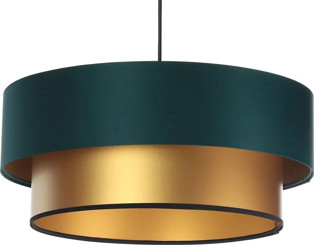 Złoto-zielona lampa wisząca glamour z abażurem - S417 K1-E79
