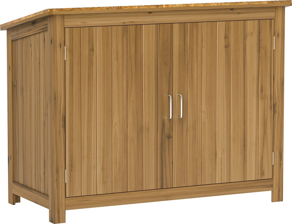 Outsunny Szafka Ogrodowa, Drewniana Komoda z 2 Półkami dla Ogrodu, Tarasu, Odporna na Warunki Pogodowe, 110 x 50 x 85 cm, Brązowa