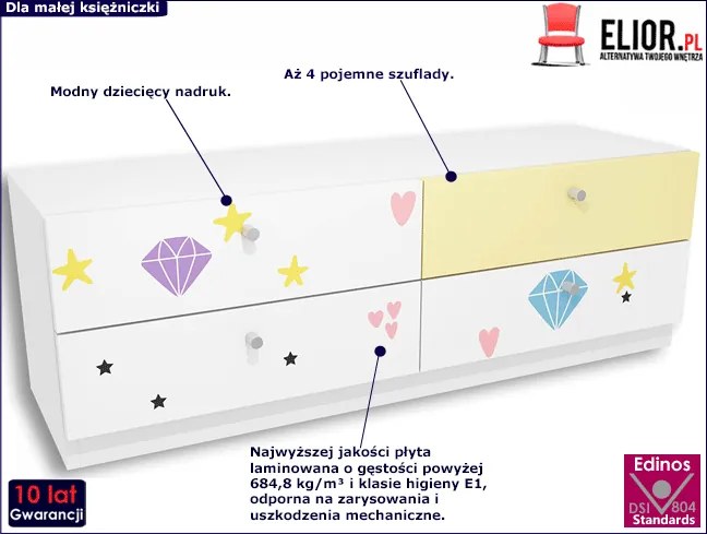 Komoda dla dziecka z szufladami Nobros 8X - 3 kolory