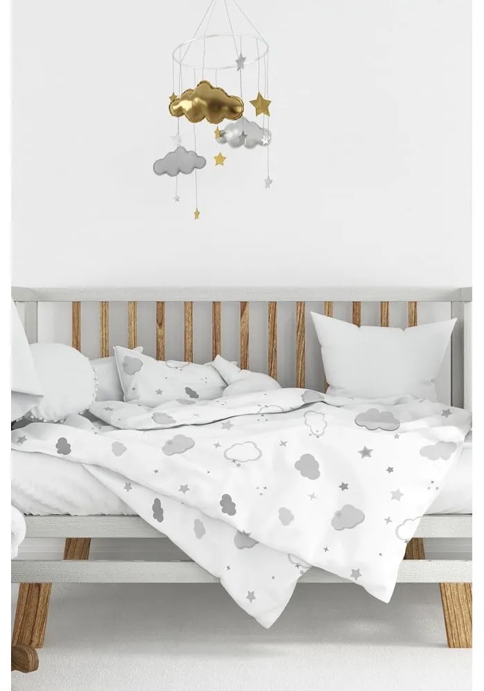 Biała pościel dziecięca do łóżeczka z bawełny renforcé 100x150 cm Bulut – Mijolnir