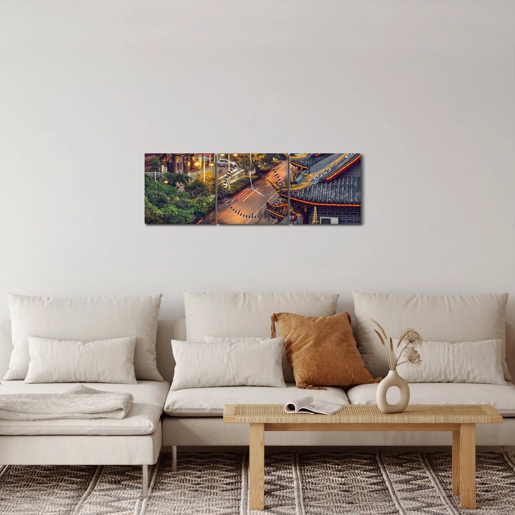 Obraz - Qintai Road, Chengdu, Chiny (z zegarem) (90x30 cm)