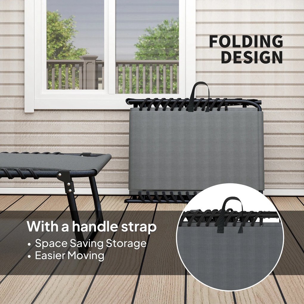 Outsunny Leżak ogrodowy z wyściełaniem i boczną kieszenią, Leżak basenowy, Szary