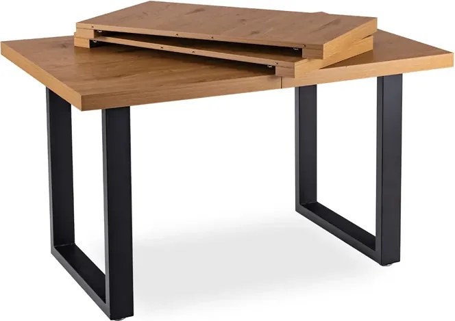 Stół Prostokątny Rozkładany TOMAS 130-230 cm Dąb Złoty/Czarny do Jadalni Nowoczesny Loft