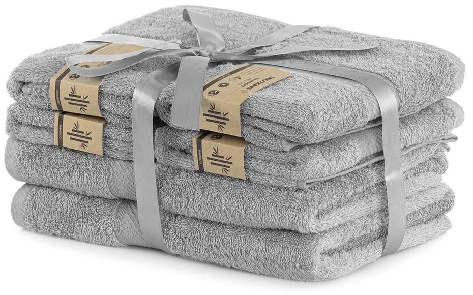 Szare ręczniki zestaw 6 szt. z mieszanki bambusa frotte Bamby – Restilo