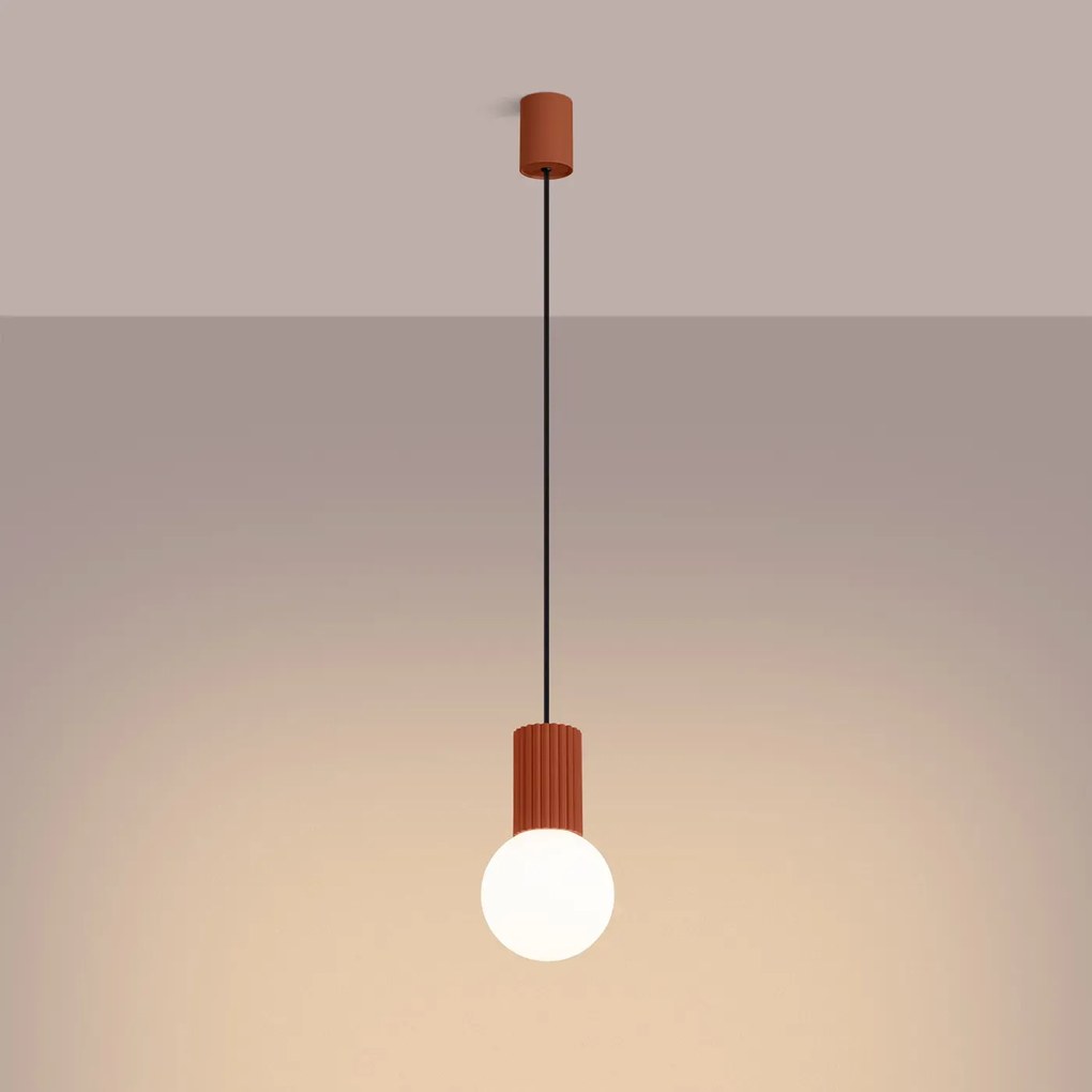 Lampa wisząca HALO 1 ochra czerwona ryflowana SOLLUX LIGHTING