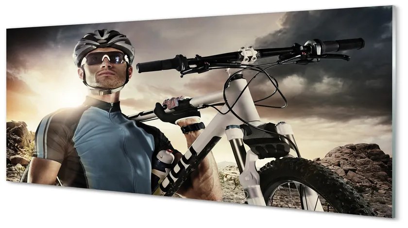 Szklany Panel Rowerzysta rower chmury