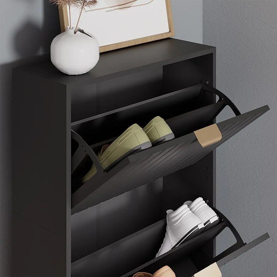 Szafka na buty czarny 60x23.5x128.5 helge