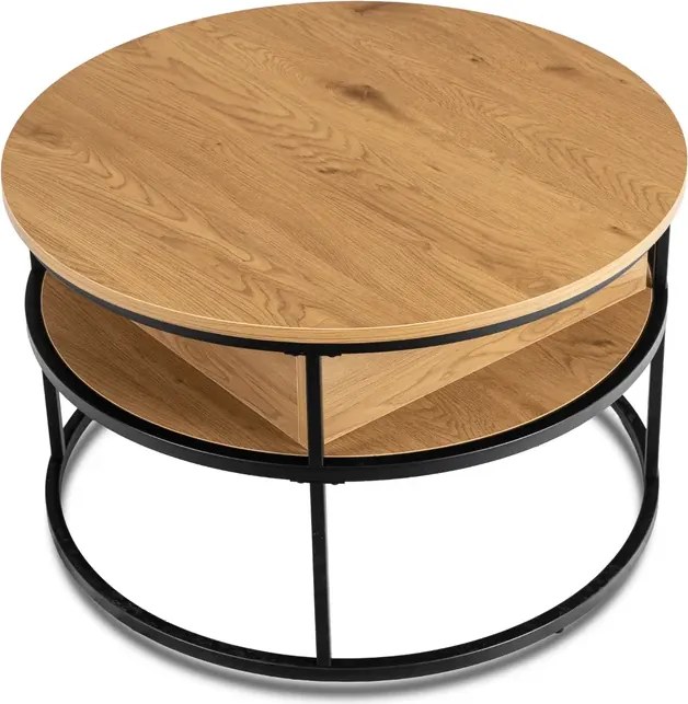 Stolik Kawowy ASTUR 80 cm z Podnoszonym Blatem Dąb/Czarny Loft