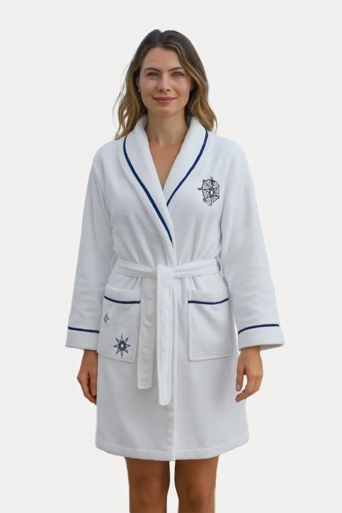 Damski krótki szlafrok MARINE LADY S Ciemnoniebieski