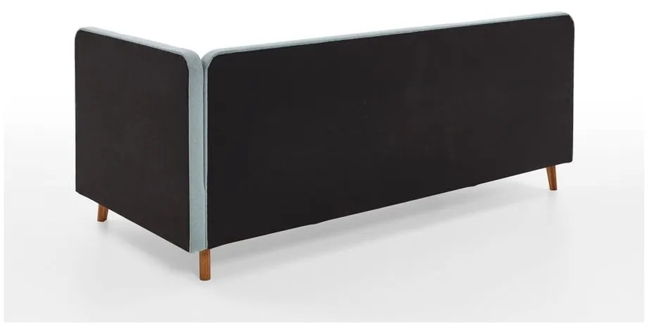 Jasnoniebieskie tapicerowane łóżko jednoosobowe ze schowkiem 120x200 cm Cabana – Meise Möbel