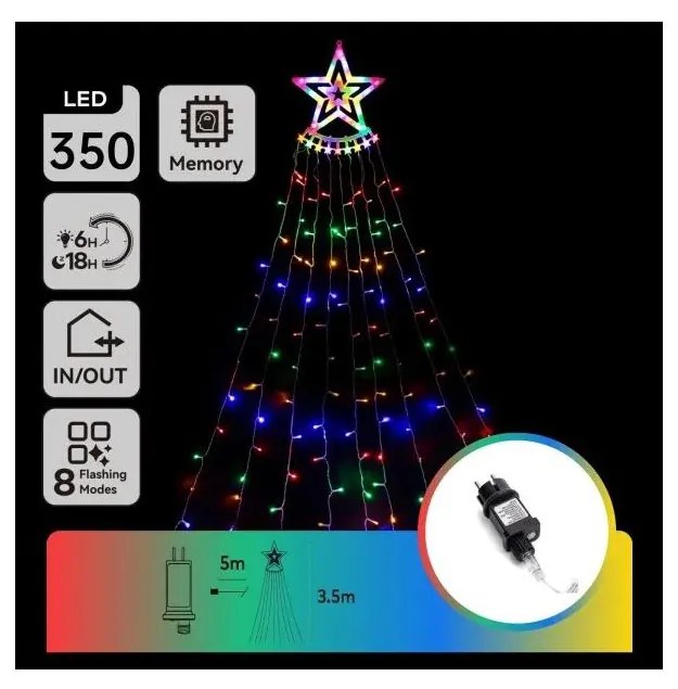 Aigostar - LED RGBY zewnętrzna dekoracja bożonarodzeniowa 350 diod LED/6 W/230 V 3,5 m IP44