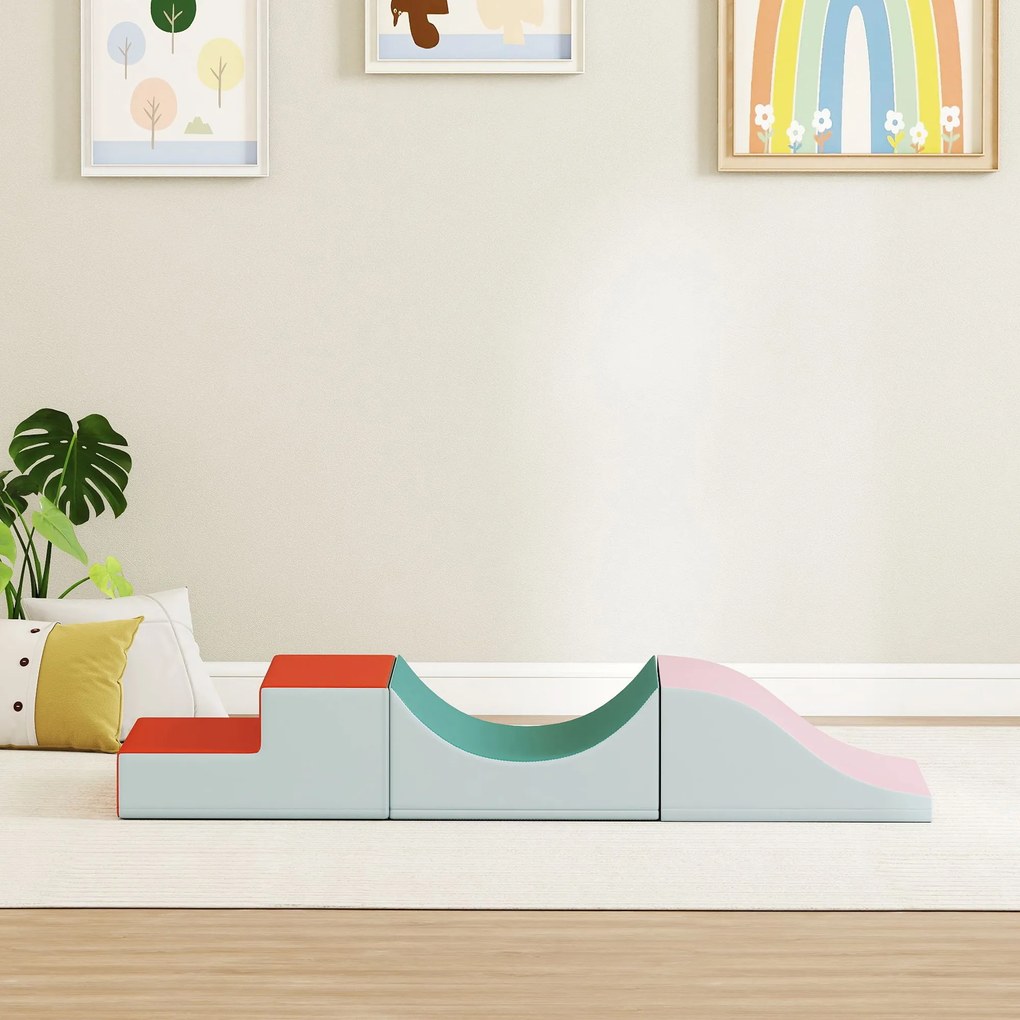 AIYAPLAY 3-częściowy zestaw do wspinania i czołgania dla dzieci, sztuczny nubuk, pianka, jasnoszary