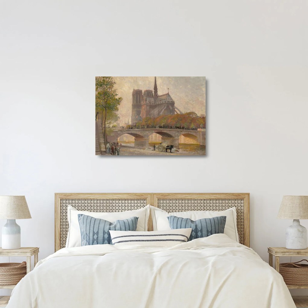 Obraz na szkle - Robert William Vonnoh, Notre Dame de Paris, reprodukcje (70x50 cm)