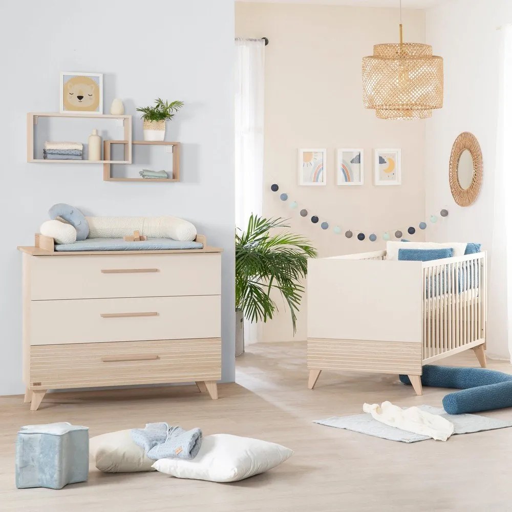 Beżowe łóżeczko z regulowaną wysokością 70x140 cm Sidney – Roba