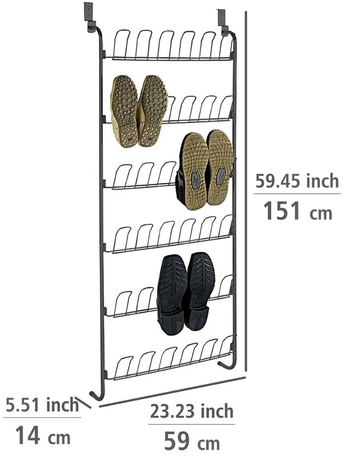 Czarny metalowy regał na buty Wenko