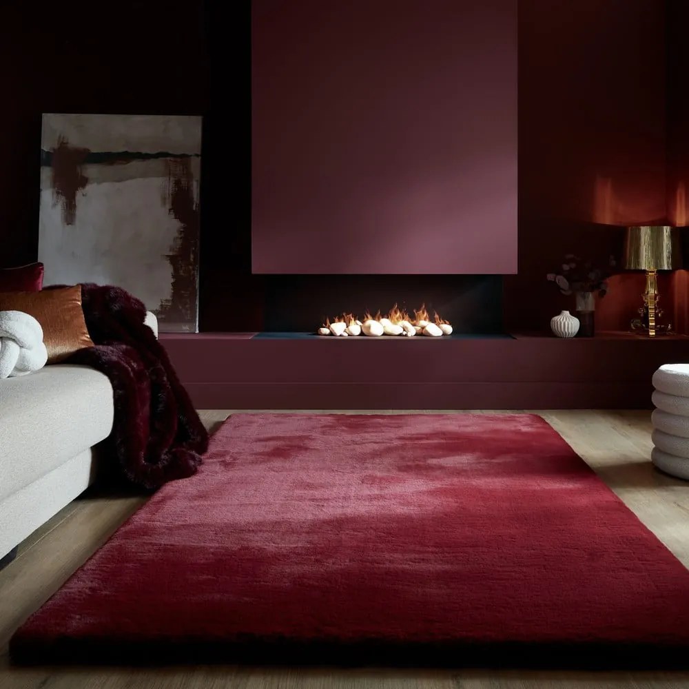 Bordowa syntetyczna skóra 80x150 cm Ivy Luxury Fur – Flair Rugs
