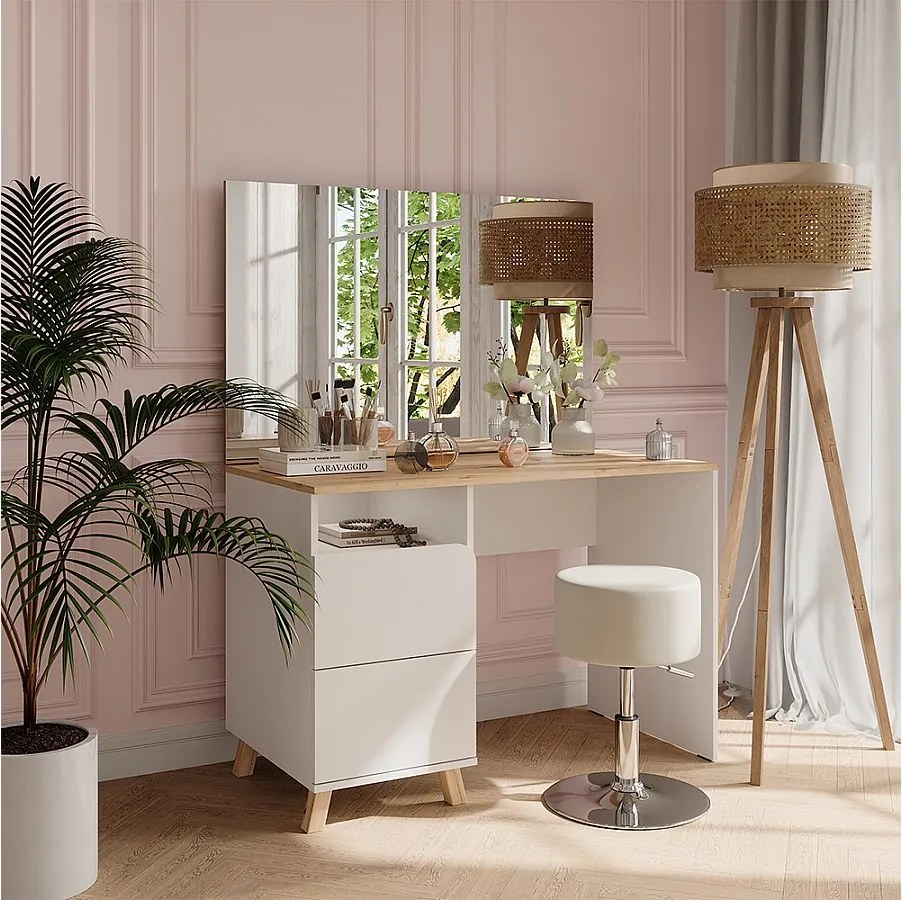 Stół toaletowy biały/artystyczny 110x55x75 karen