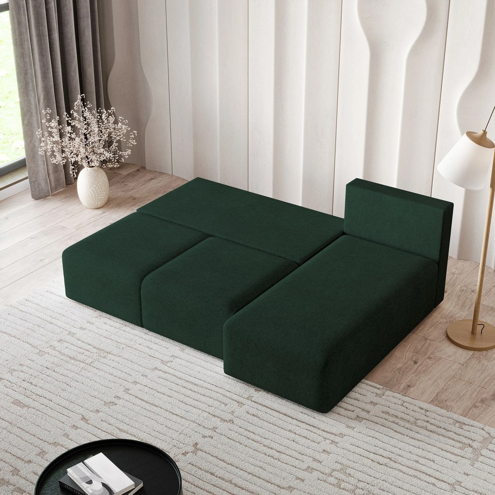 Masseno Narożnik TRAMA z funkcją spania i pojemnikiem na pościel Narozniki L, Rozkładana sofa - Zielony, NEVE 37