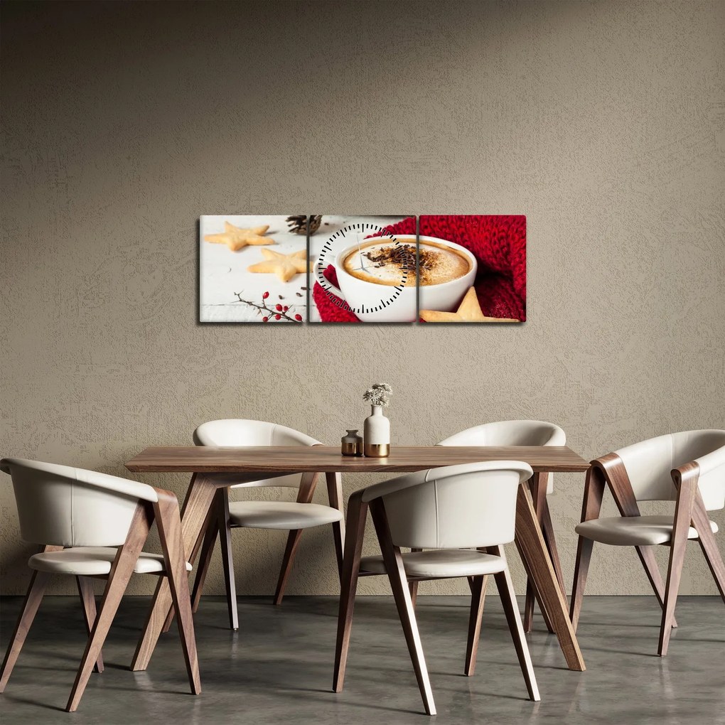 Obraz - Cappuccino (z zegarem) (90x30 cm)
