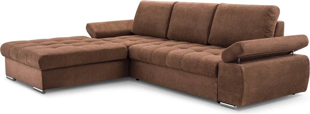 Masseno Narożnik SANDRO z funkcją spania i pojemnikiem na pościel Narozniki L, Rozkładana sofa - Ceglasty, ARAGON 59