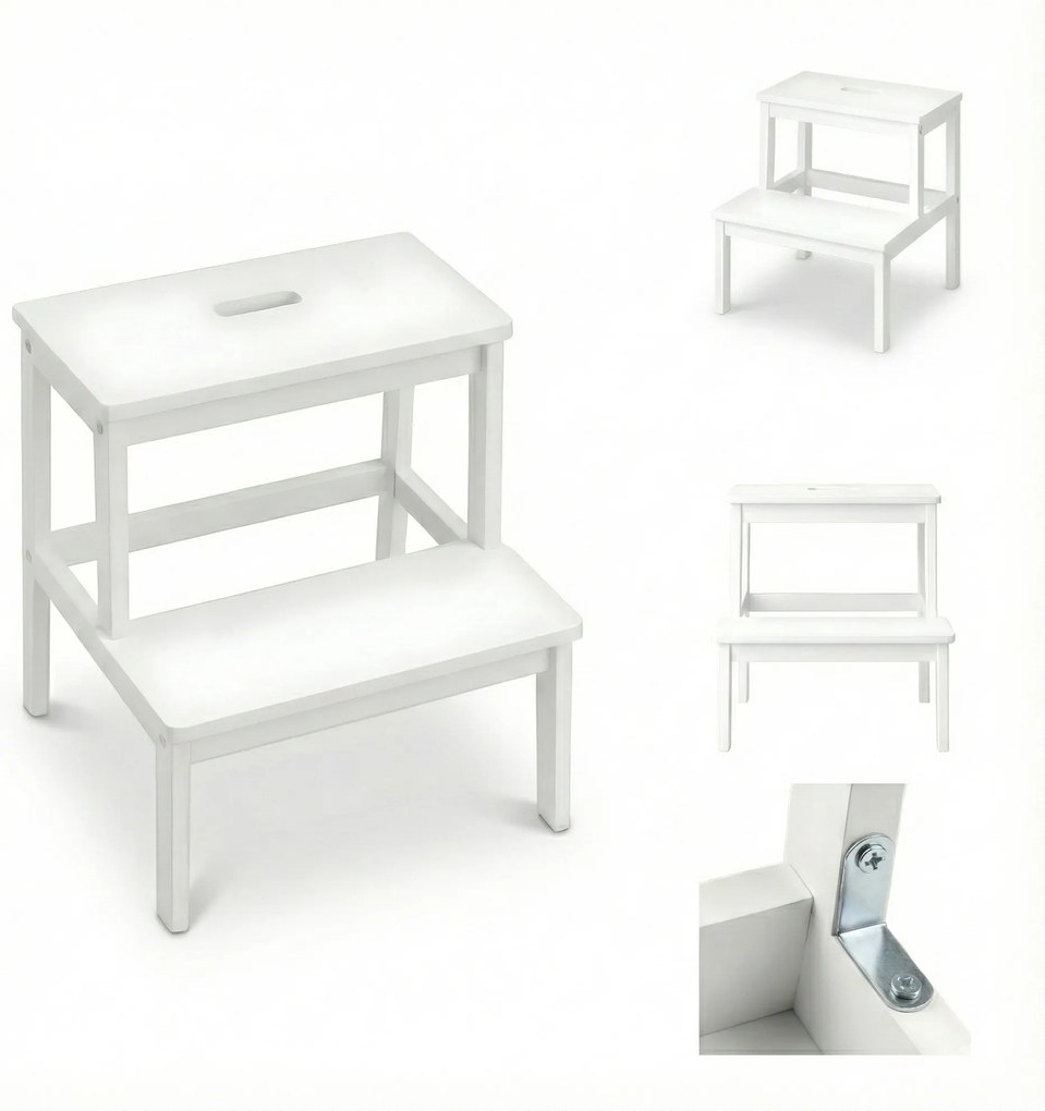 Bambusowy taboret ze schodkiem KROK, wys. 46 cm