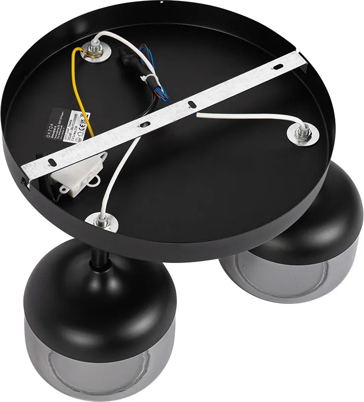 Designerski reflektor czarny ze złotem i przydymionym szkłem 3-punktowy okrągły - Kyan