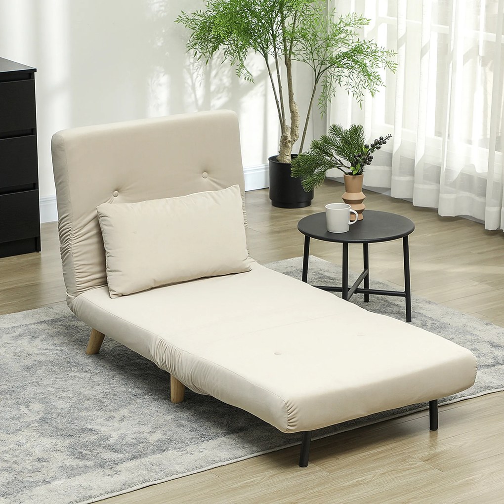 HOMCOM Fotel 2 w 1, fotel relaksacyjny, łóżko dla gości, 72 cm x 78 cm x 79 cm, Szary | Aosom PL