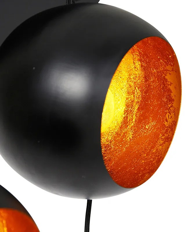 Lampa wisząca czarna ze złotym wnętrzem 7-światłowa - Crooked Cluster Nowoczesny Oswietlenie wewnetrzne