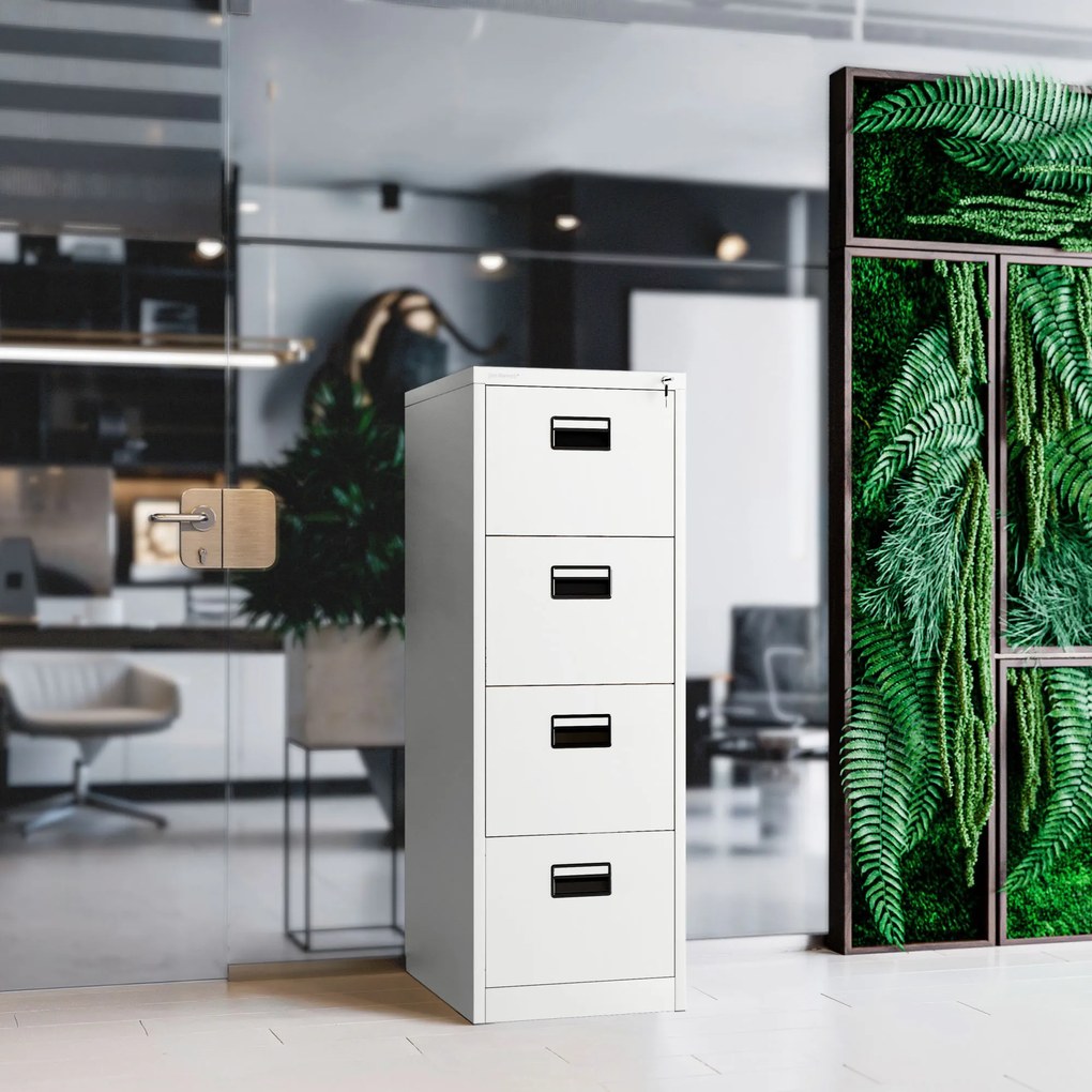 Metalowa szafa kartotekowa SARA V4, 460 x 1320 x 620 mm, biała