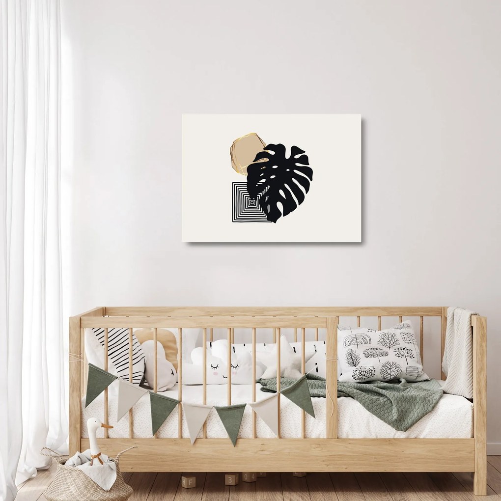 Obraz na szkle - Abstrakcja z tropikalnymi liśćmi N⁰2 (70x50 cm)