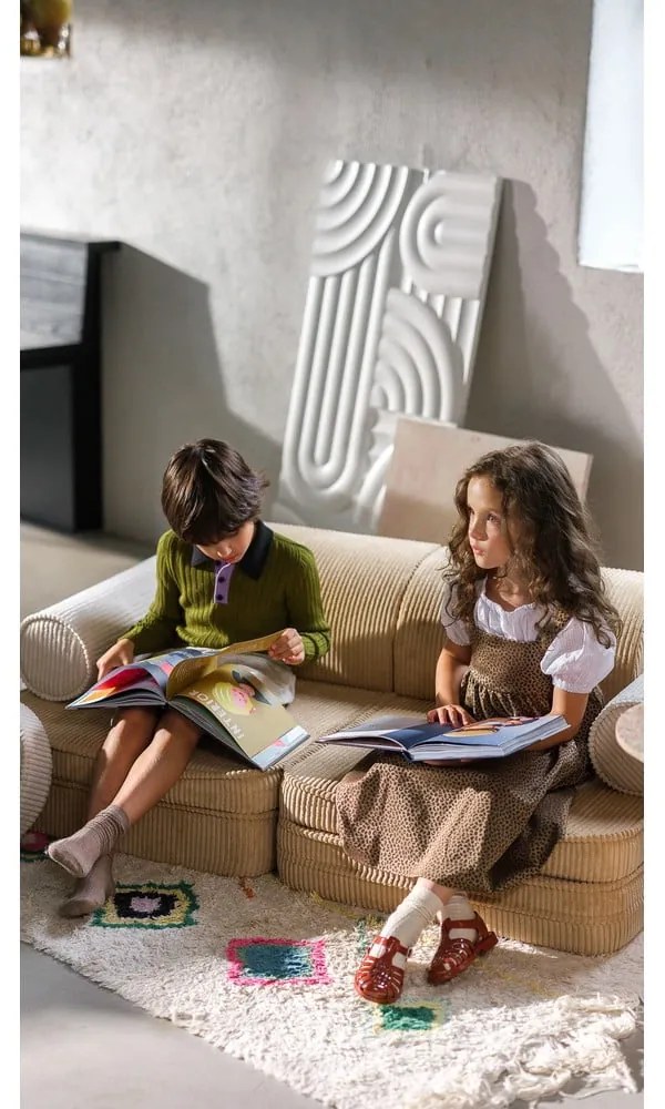 Jasnobrązowa sztruksowa sofa dla dzieci 132 cm Settee – Wigiwama