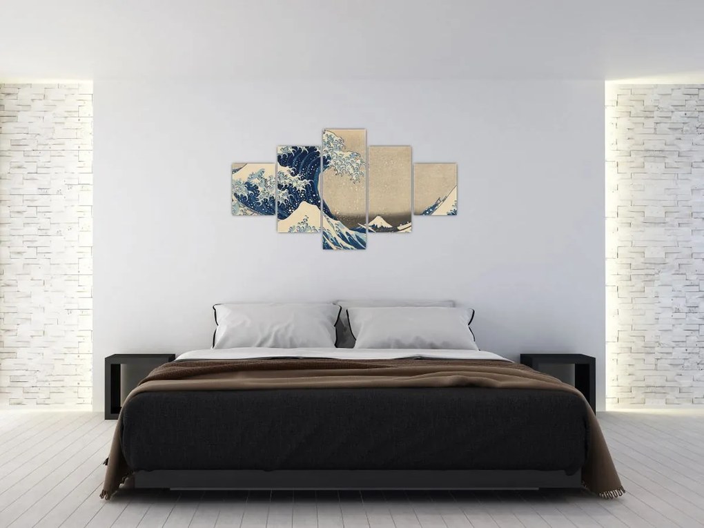 Obraz - Katsushika Hokusai, Under the Wave off Kanagawa, reprodukcje (125x70 cm)