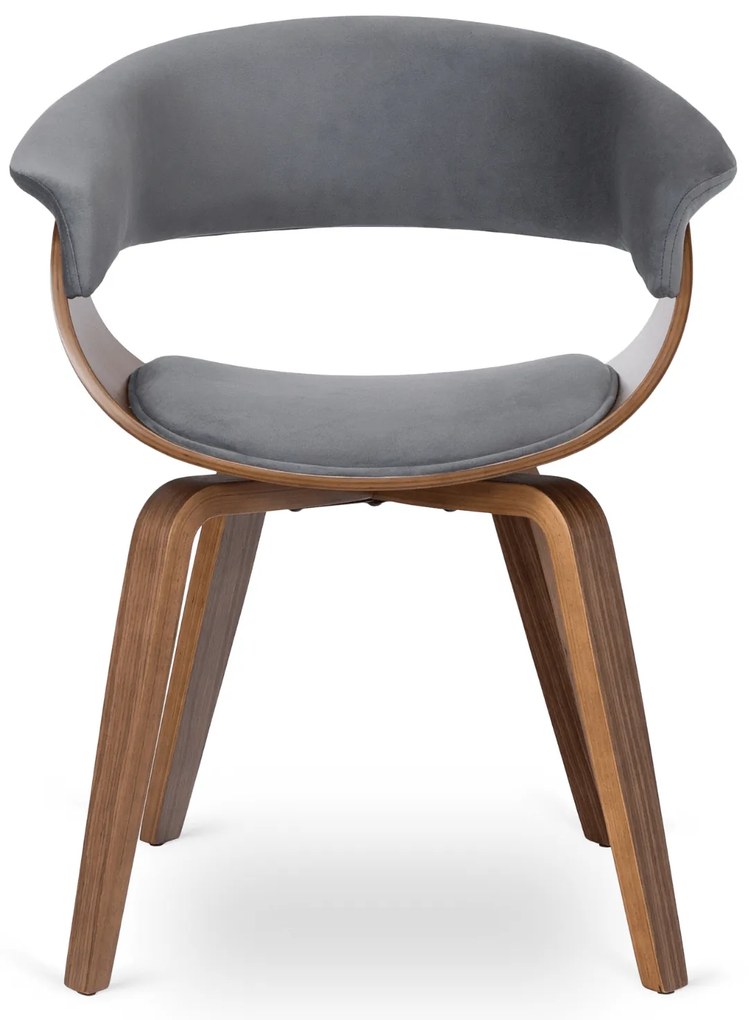 Krzesło Tapicerowane z Drewna Giętego Do Jadalni GARY Szare/Orzech Nowoczesne Loft