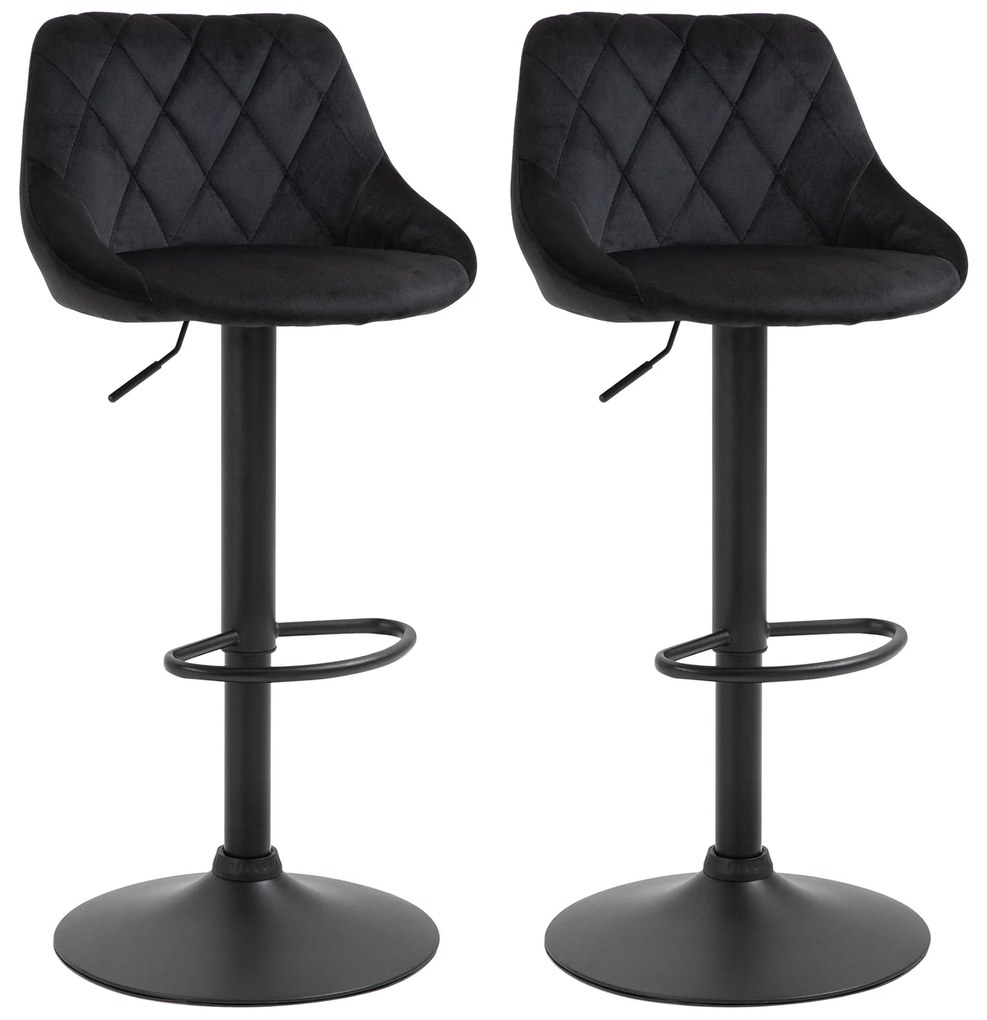 HOMCOM Zestaw 2 stołków barowych obrotowych tapicerowanych z regulacją wysokości nowoczesne krzesła barowe | Aosom PL