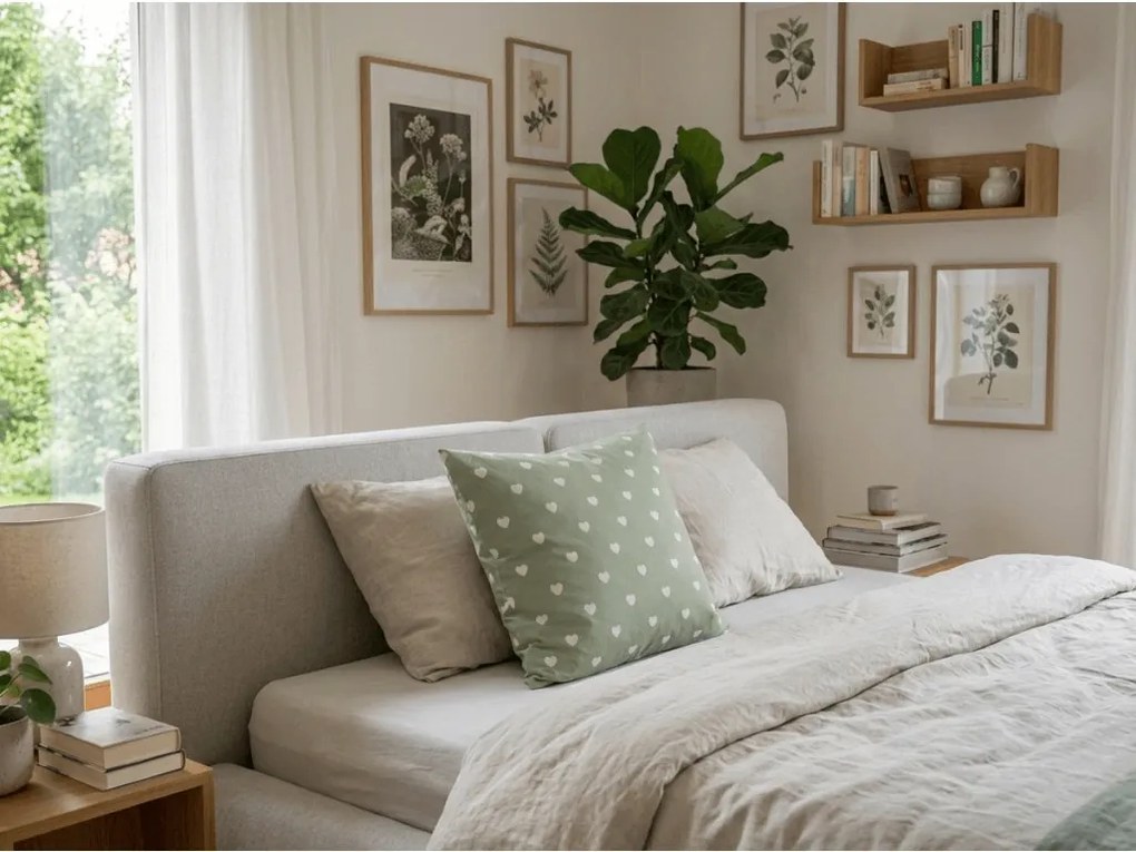 Bawełniana poszewka na poduszkę SAGHEARTS POLY 45x45 cm, zielona