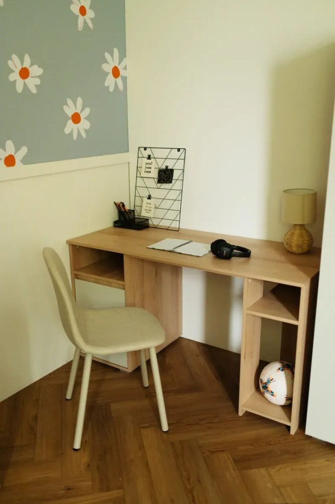 Biurko młodzieżowe DALIA 138cm buk/szare LITTLE SKY