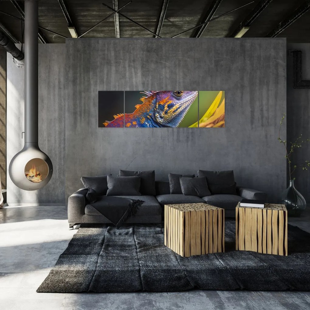Obraz - Kolorowy legwan (170x50 cm)
