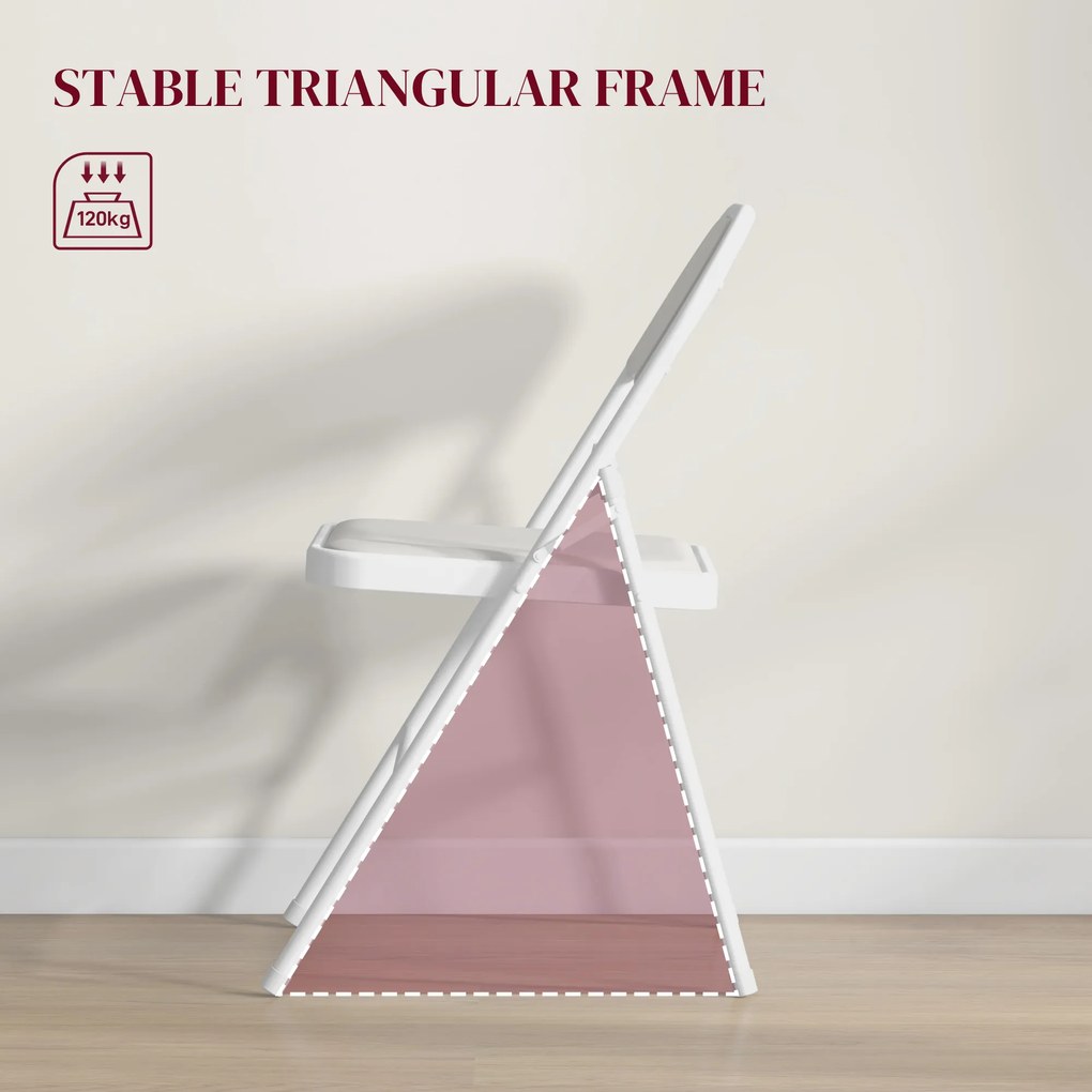 HOMCOM Zestaw 2 krzeseł składanych, Przenośne krzesła biurowe, Metalowe nogi, Fotel składany do biura, recepcji, poczekalni, Skaj, Biały