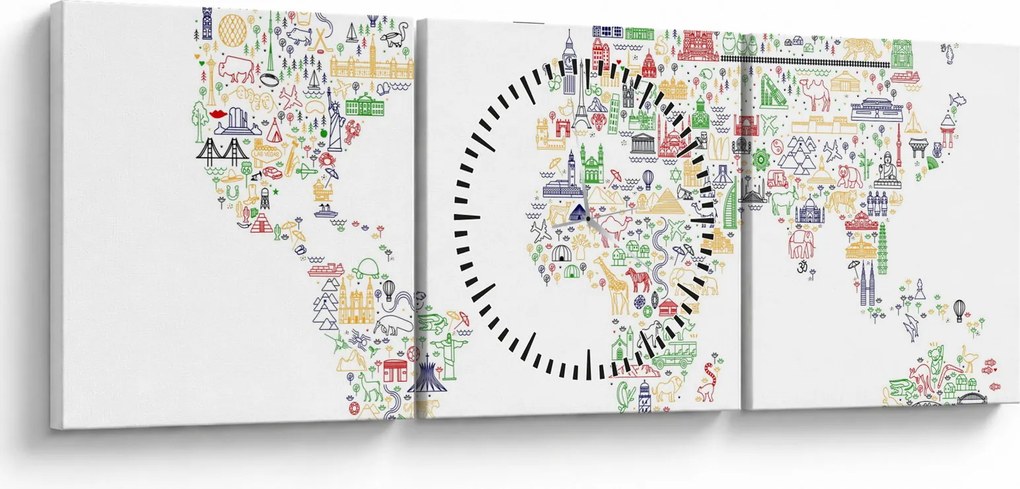 Obraz - Mapa obrazu (z zegarem) (90x30 cm)