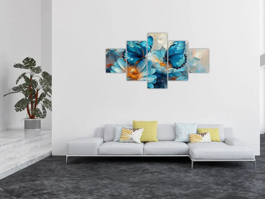 Obraz - Niebieskie motyle (125x70 cm)