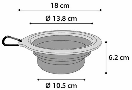 Flamingo Miska podróżna silikonowa 625 ml, niebiesko-szary
