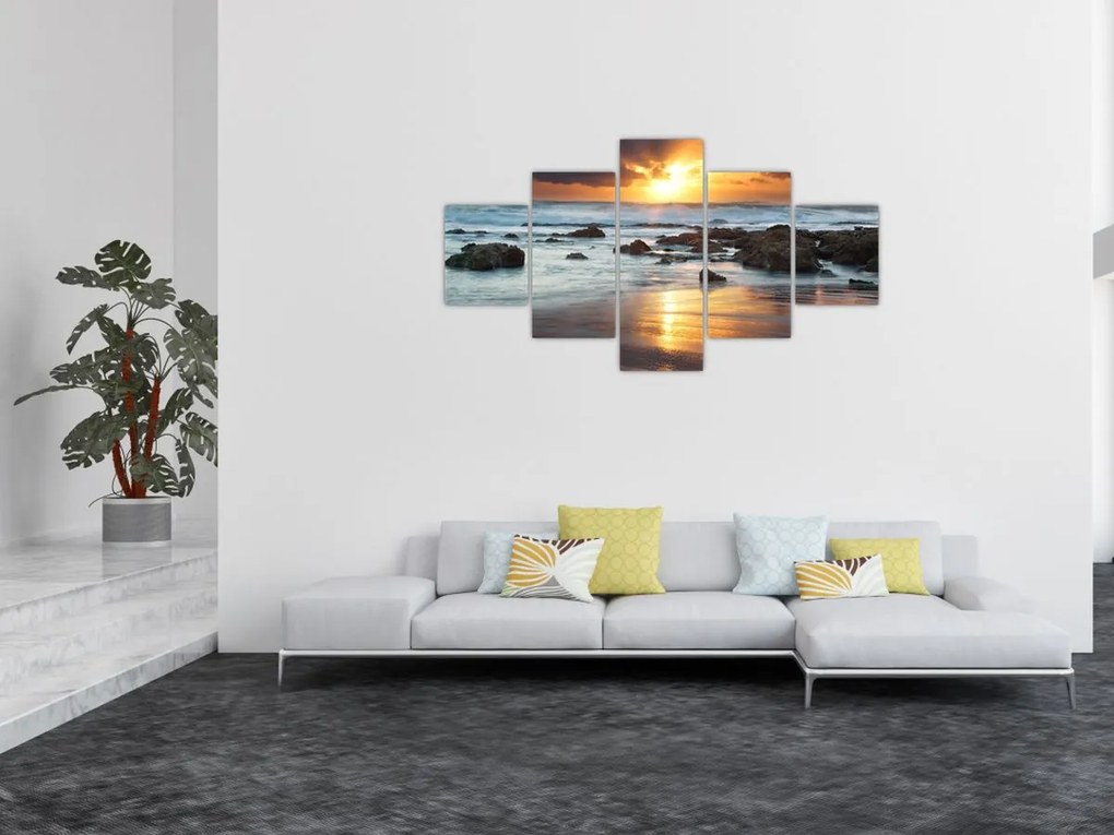 Obraz - Skąpane w słońcu morze (125x70 cm)