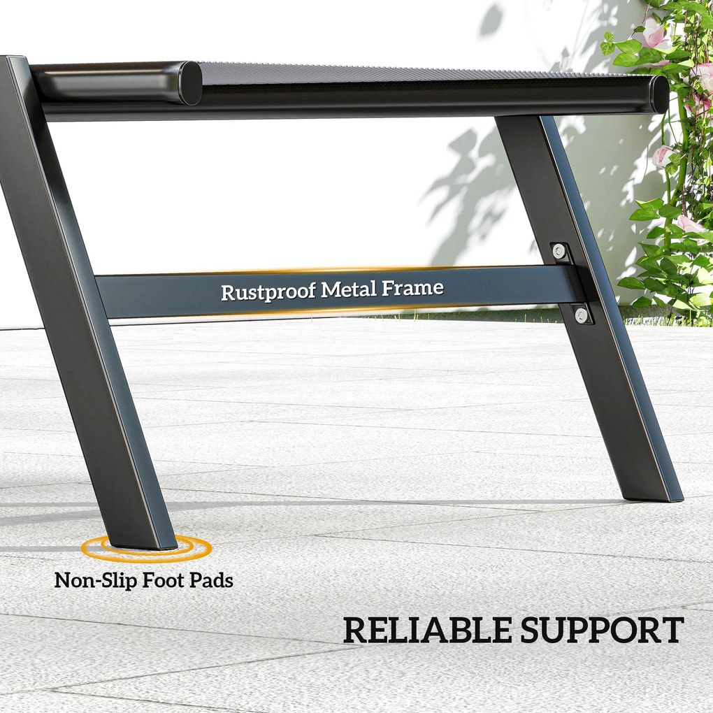 Outsunny Zestaw 2 Leżaków Ogrodowych z 5-stopniowo Regulowanym Oparciem, Bocznym Stolikiem, Kółkami, Antypoślizgowe Nogi Szary | Aosom PL